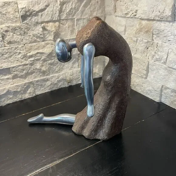 Vintage Modernist/Brutalist Concrete and Stainless Ballerina Statue - Picture 4 of 5